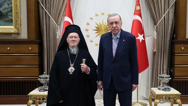 Cumhurbaşkanı Erdoğan, Fener Rum Patriği Bartholomeos'u kabul etti