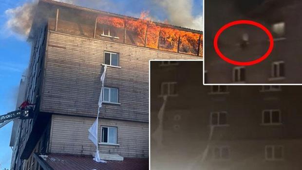 Otel yangınında yeni görüntüler ortaya çıktı: Çarşafla böyle atladılar