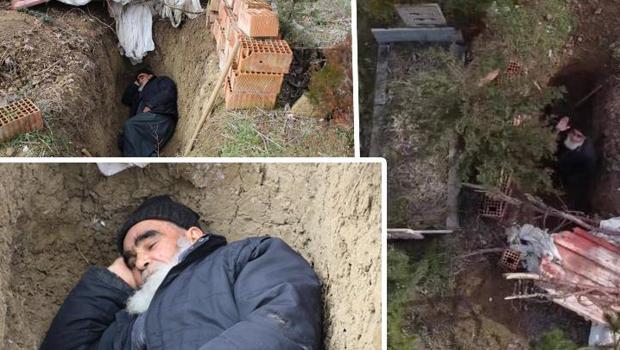 Amasya'da ölmeden önce kendi mezarını kazdı! 'Mezarıma geceleri gelip yatıyorum, burası benim mekanım'