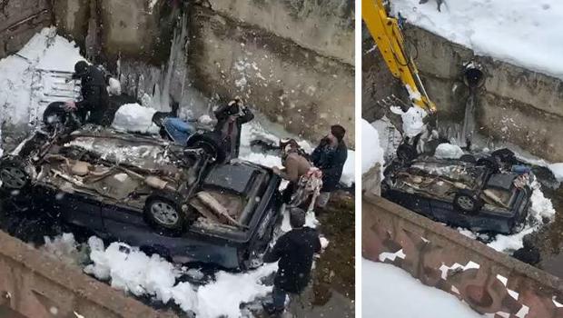 Giresun'da otomobil dereye uçtu! 4 kişi çevredekiler tarafından kurtarıldı
