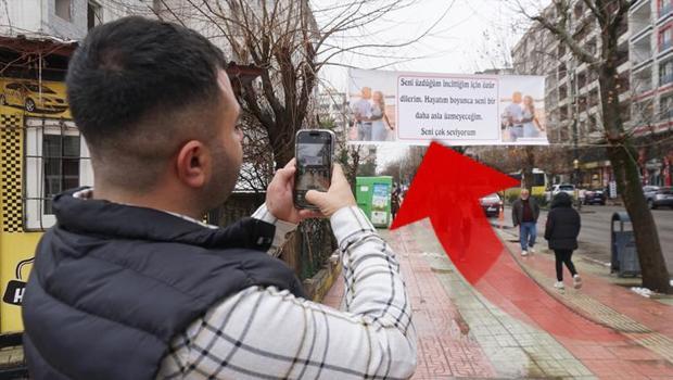 Görenler fotoğrafını çekti... Sevgililer Günü'nde şaşkına çeviren pankart: Tartıştığı eşine böyle seslendi