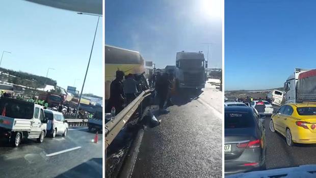 Kuzey Marmara Otoyolu'nda kaza! TIR otobüse çarptı