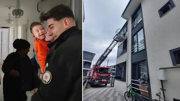 Sakarya'da evde mahsur kalan 3 yaşındaki çocuk böyle kurtarıldı