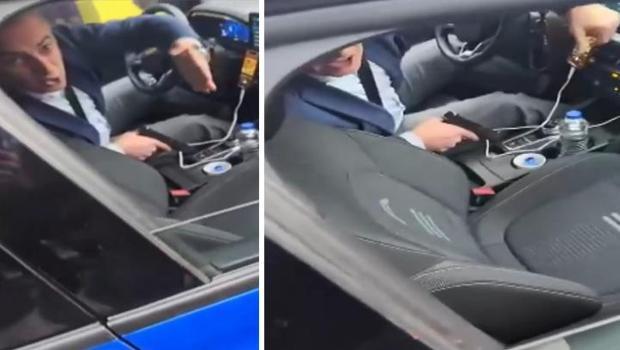 Trafik magandası, tartıştığı motosikletliyi silah çekip tehdit etti! O anlar böyle görüntülendi
