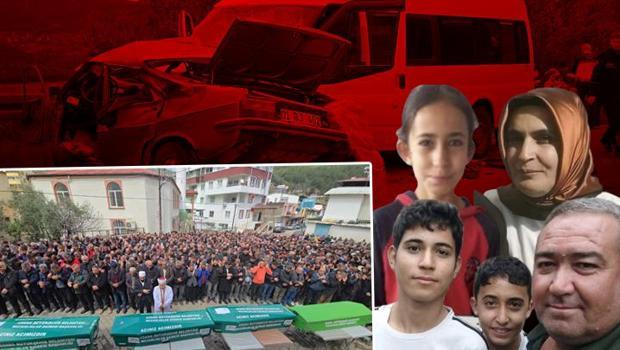 Adana'daki korkunç kazada hayatlarını kaybetmişlerdi! Anne ve 3 çocuğu yan yana defnedildi