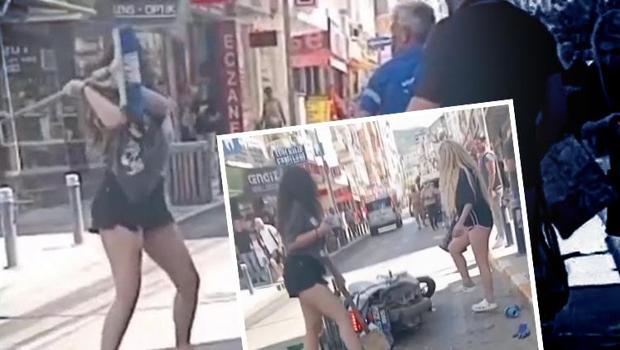 Belediye işçisine saldıran 2 genç kız tutuklandı! Fırça sapıyla vurup motosikletini devirdiler: O anlar kamerada