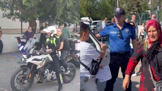 Sınava geç kalan öğrencilerin imdadına polisler yetişti