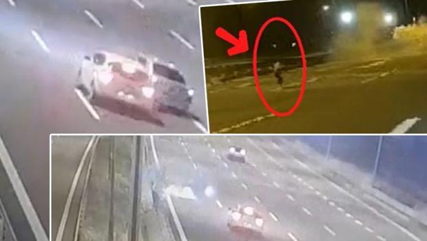 Takla atan otomobilden yola fırladı! Dehşet anı kamerada