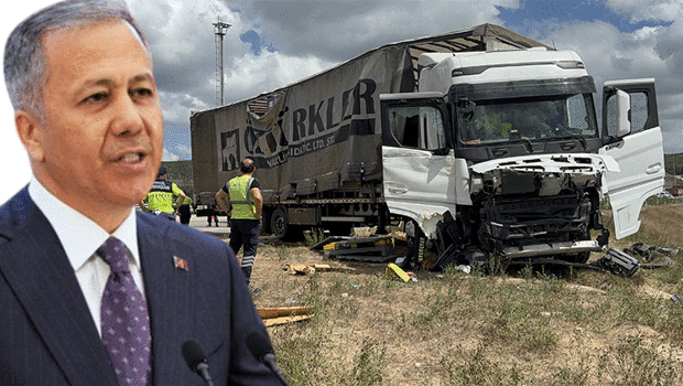 Tır jandarma aracına çarpmıştı... Bakan Yerlikaya: Şoförün tahlilinde madde tespit edildi