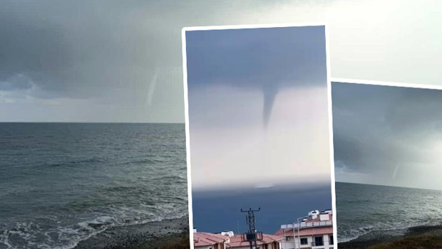 İskenderun açıklarında fırtına sonrası hortum oluştu! O anlar kamerada