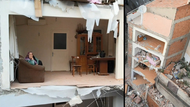 4 katlı bina yıkıldı; bitişteki apartman duvarsız kaldı! Zeytinburnu'nda inanılmaz görüntü