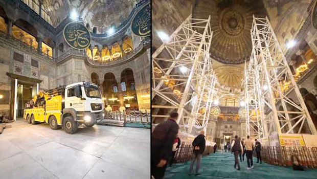 Bakanlıktan Ayasofya açıklaması: Zemini sağlama aldık