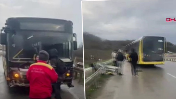 Arnavutköy'de İETT otobüsü bariyerlere çarptı