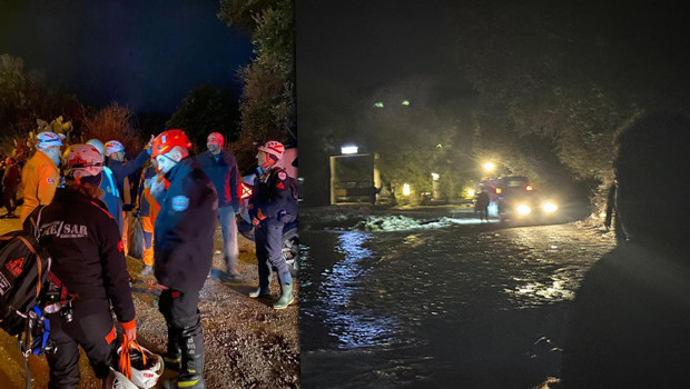 Dere taştı, mahsur kalan kişi, kurtarıldı