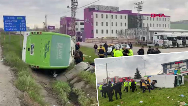 Samsun'da öğretmen ve öğrencileri taşıyan otobüs devrildi: 11 yaralı