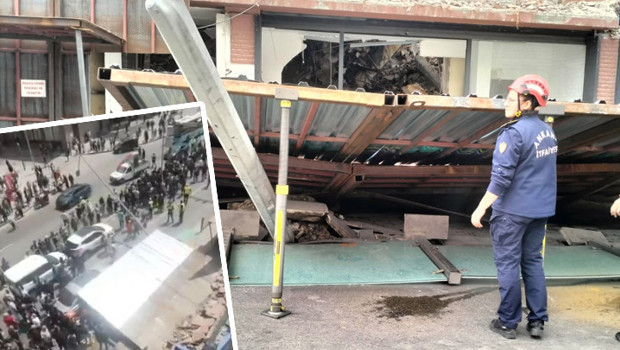 Son dakika... Ankara'da binanın önündeki platform yıkıldı